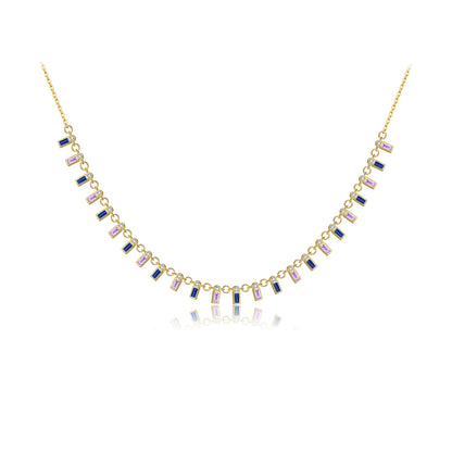 Collar Baguette Multicolor Plata 925 - Baño en Oro o Rodio *