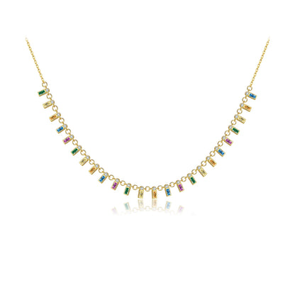 Collar Baguette Multicolor Plata 925 - Baño en Oro o Rodio *