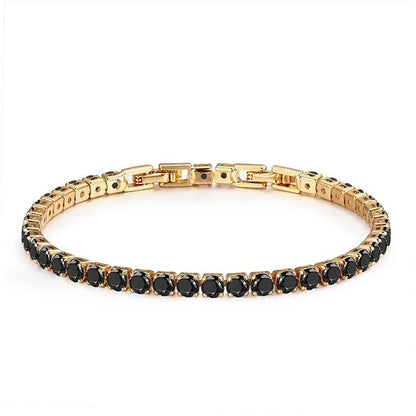 Pulsera Tennis 4mm Negro - Baño Oro
