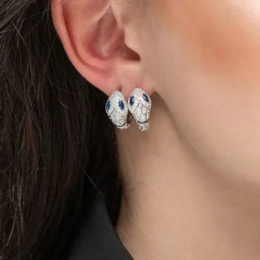 Argollas Serpiente de Cristal - Plata 925 - Rodio