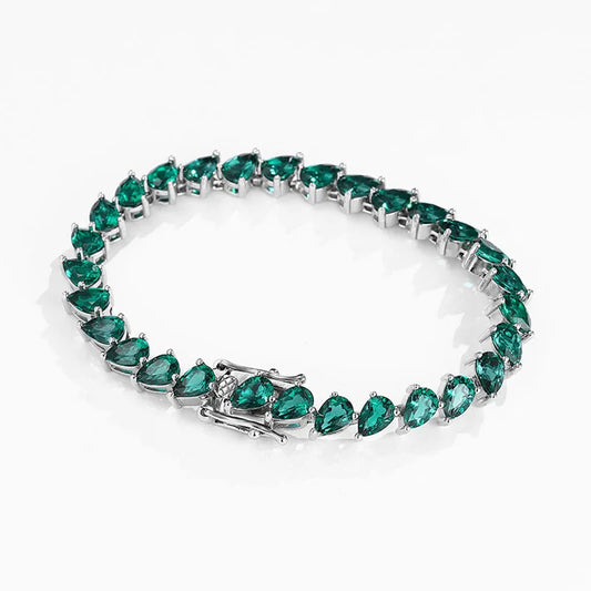Pulsera Tennis de Esmeraldas de Laboratorio 4x6mm Corte Gota