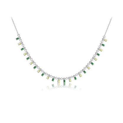 Collar Baguette Multicolor Plata 925 - Baño en Oro o Rodio *
