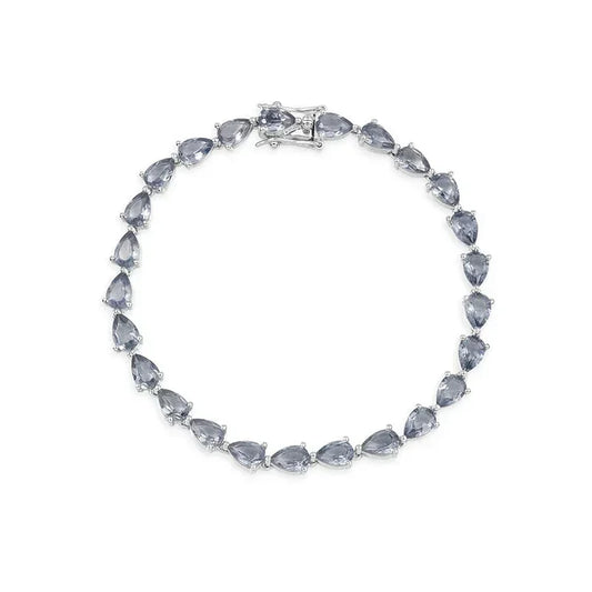 Pulsera Tennis Gota con Circonitas Grises de Plata 925 con Baño de Rodio