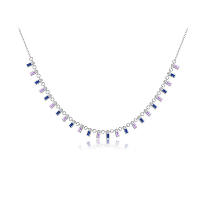 Collar Baguette Multicolor Plata 925 - Baño en Oro o Rodio *