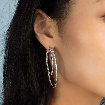 Aros de Plata 925 con Diseño Doble Aro y Circonitas