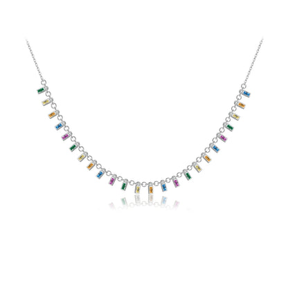 Collar Baguette Multicolor Plata 925 - Baño en Oro o Rodio *