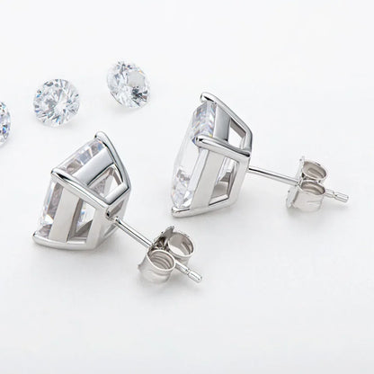 Aros Stud Moissanita Corte Esmeralda 1ct en Plata 925