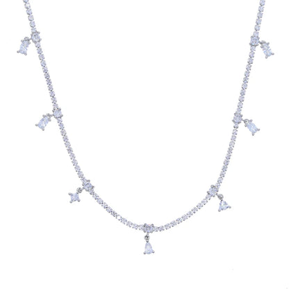Collar Tennis con Dijes de Circonitas – Baño de Oro *