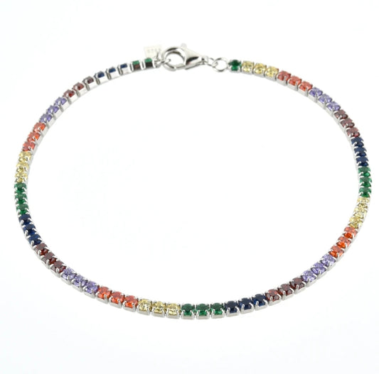 Pulsera Tennis Rainbow 2mm Plata 925