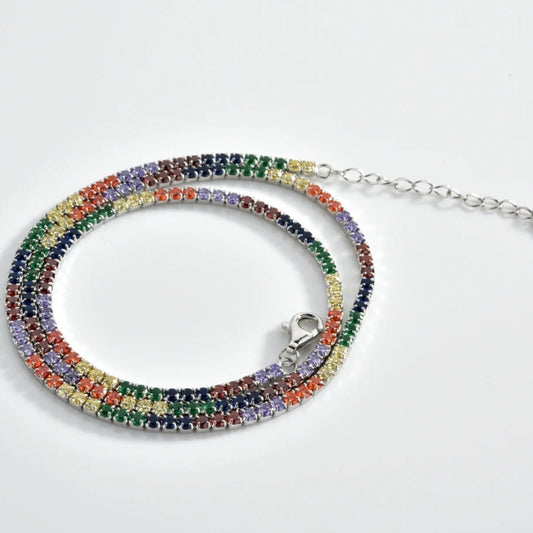 Collar Tennis Rainbow 2mm Plata 925