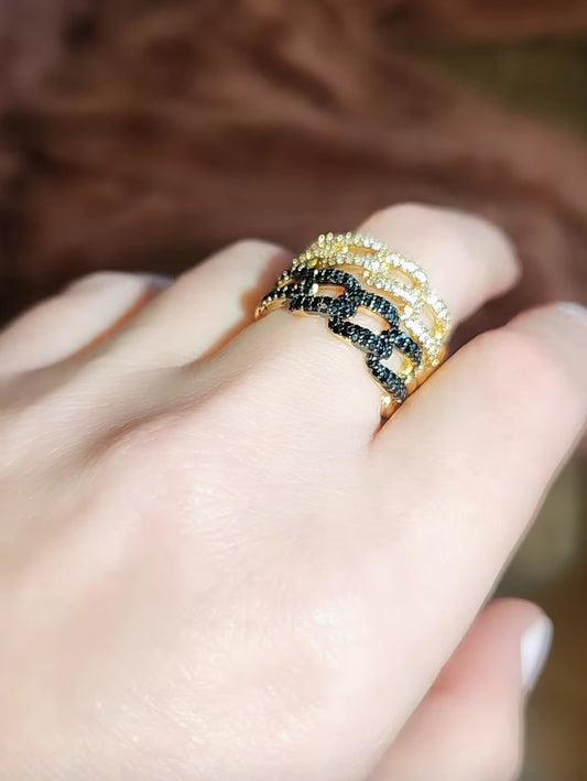 Anillo Cadena Circones Ajustable Negro