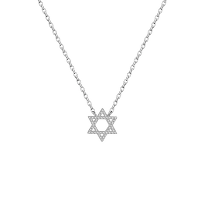 Collar Estrella de David con Circones – Plata 925 con Baño de Rodio