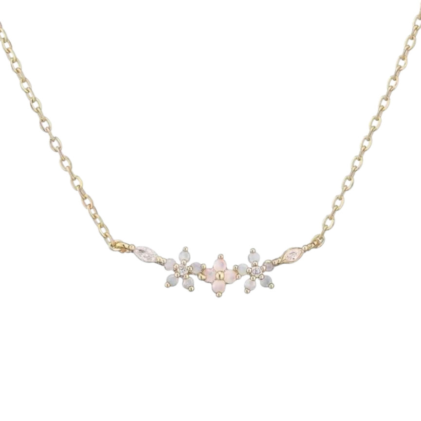 Collar Floral Pastel con Baño de Oro