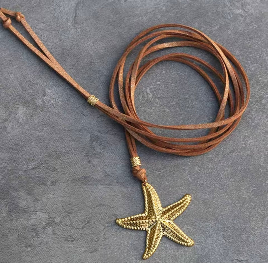 Collar Cuero Cafe - Estrella de Mar