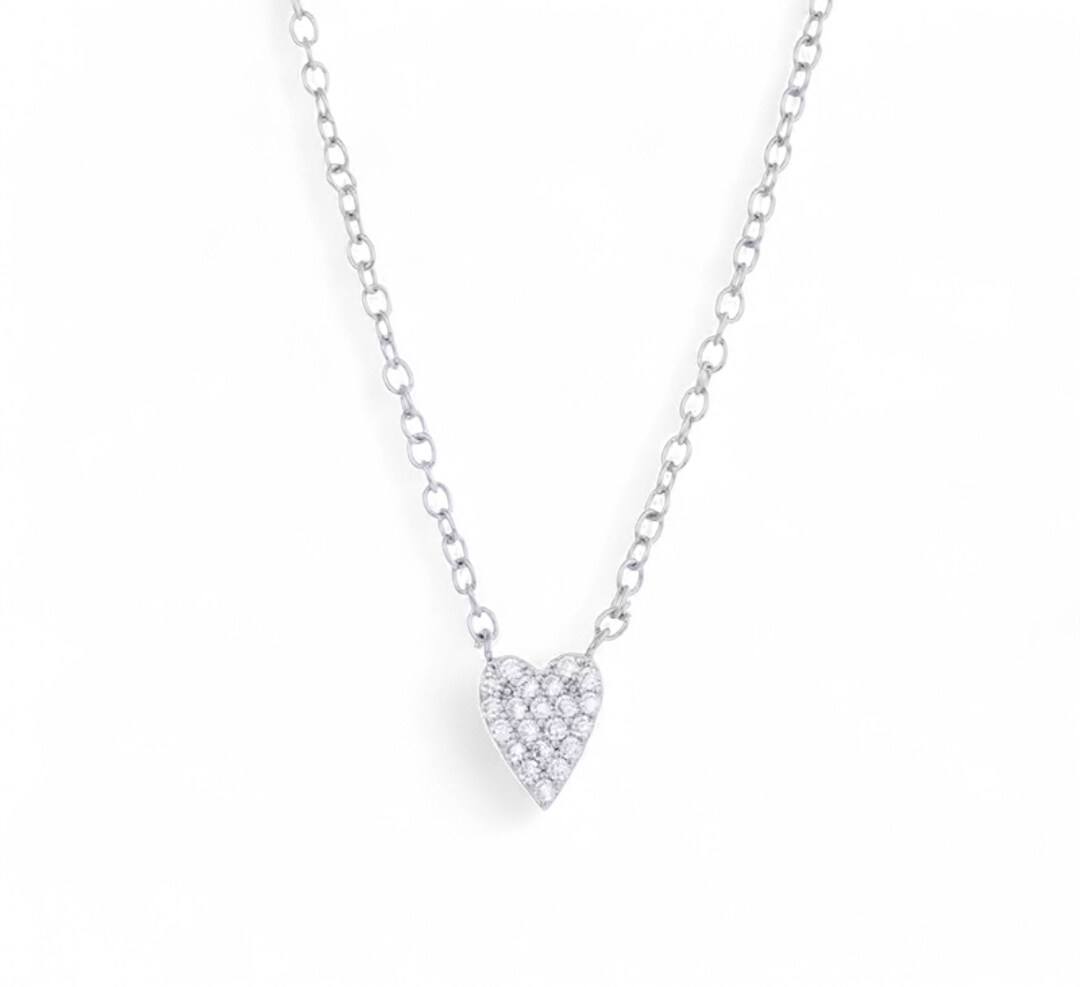 Collar Corazón Pavé - Rodio
