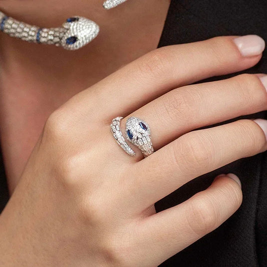 Anillo Serpiente de Cristal - Plata 925 - Rodio