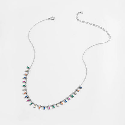 Collar Baguette Multicolor Plata 925 - Baño en Oro o Rodio *