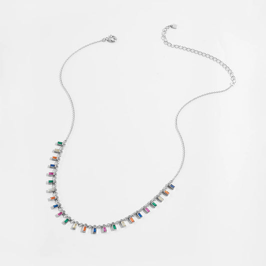 Collar Baguette Multicolor Plata 925 - Baño en Oro o Rodio *