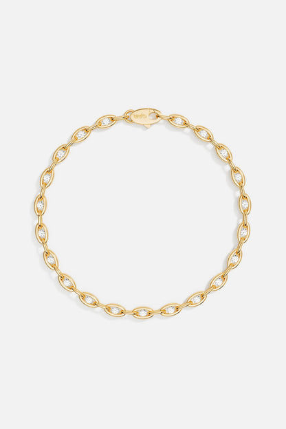 Pulsera de Eslabones en Plata 925 con Baño de Oro 18K y Circonitas