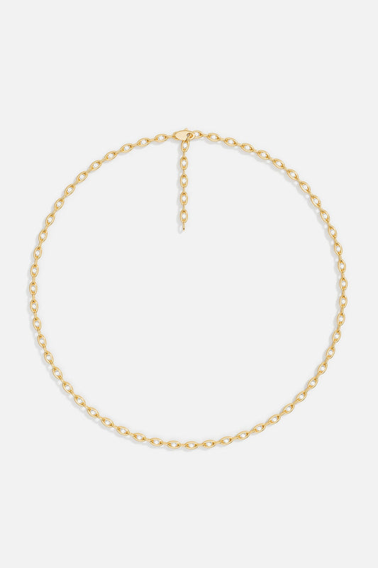 Cadena de eslabones en Plata 925 con baño de Oro 18K y circonitas