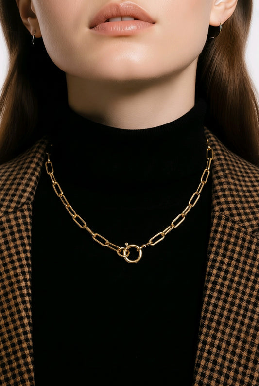 Collar Eslabones Alargados – Baño de Oro 18k - Ámbar Joyas (foto 2)