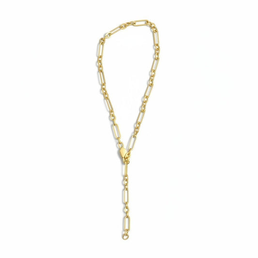 Collar Eslabones Alternados – Baño de Oro 18k - Ámbar Joyas
