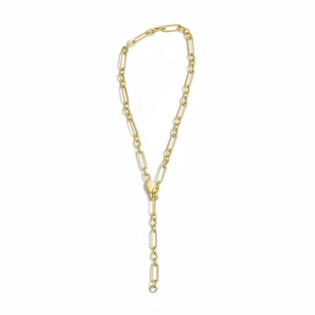 Collar Eslabones Alternados – Baño de Oro 18k - Ámbar Joyas (foto 6)
