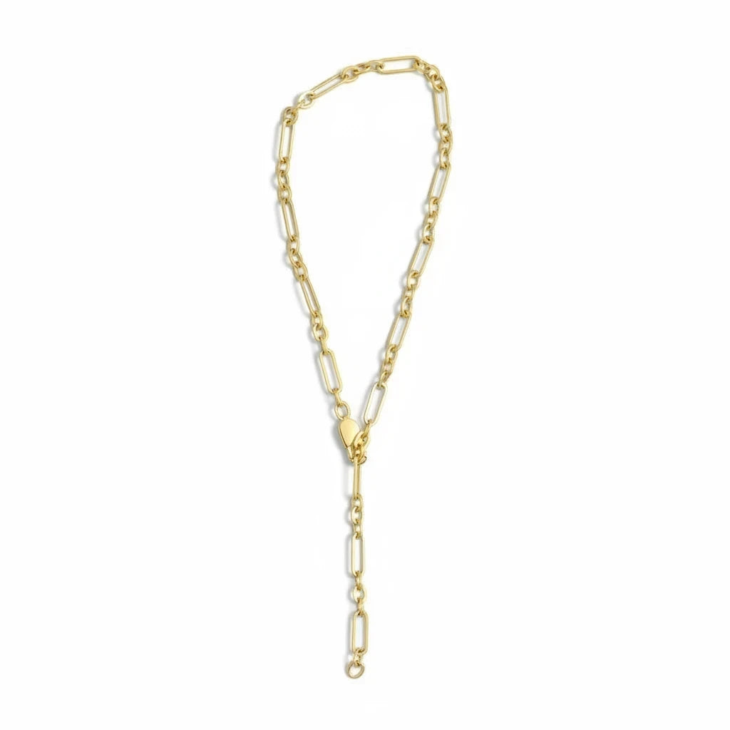 Collar Eslabones Alternados – Baño de Oro 18k - Ámbar Joyas (foto 5)