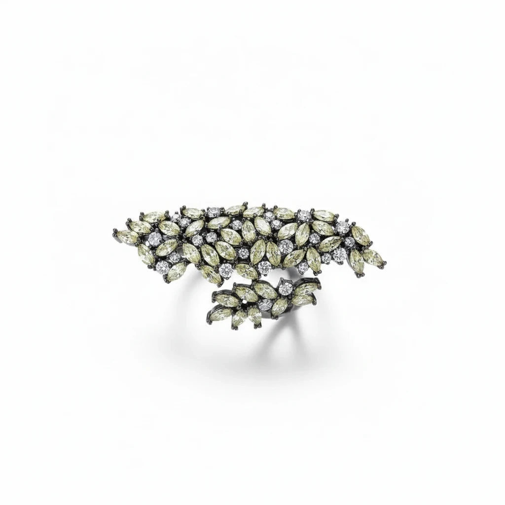 Anillo Hojas Ajustable Multicolor – Baño de Rodio - Ámbar Joyas (foto 4)