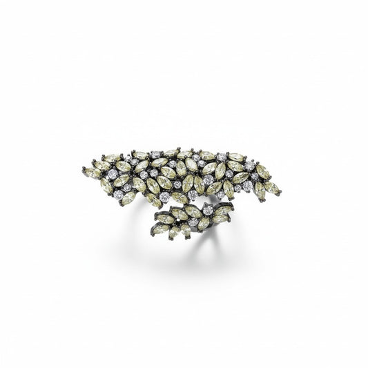Anillo Hojas Ajustable Multicolor – Baño de Rodio - Ámbar Joyas