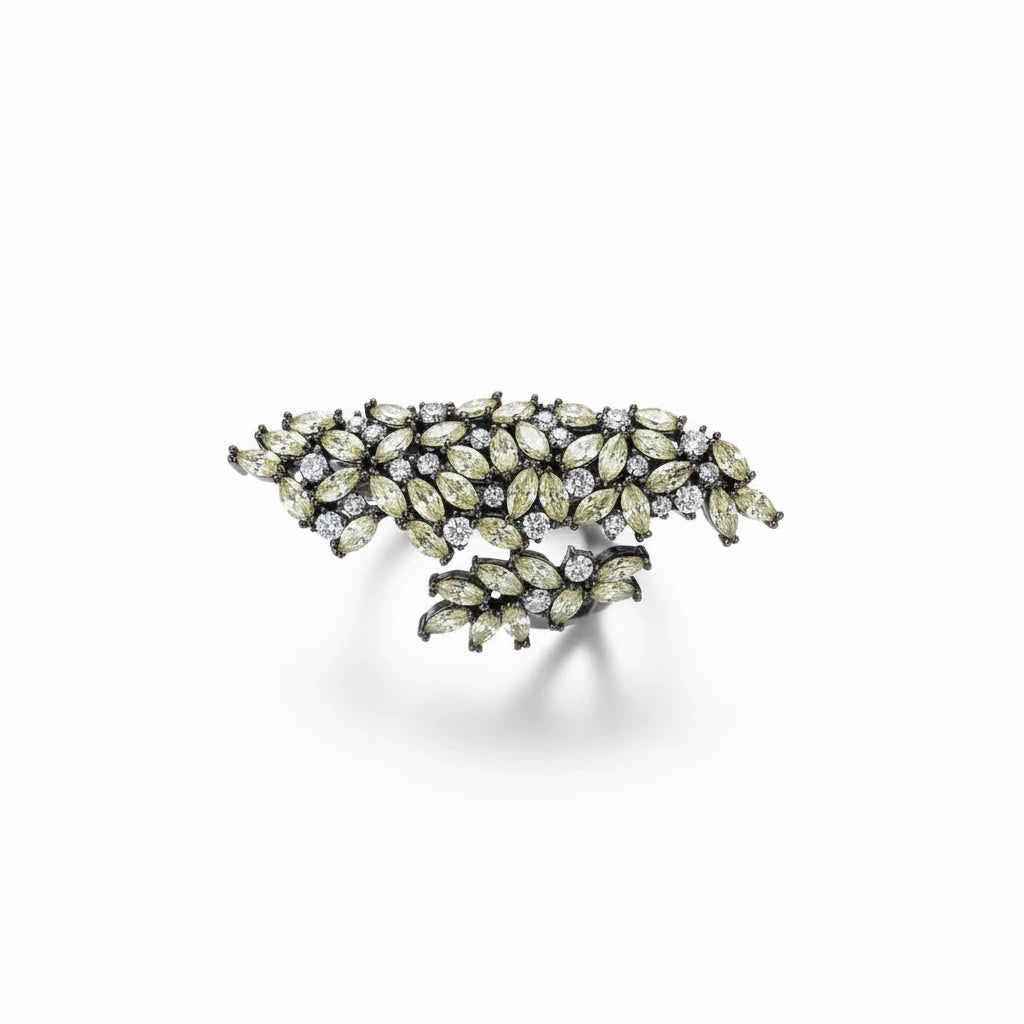 Anillo Hojas Ajustable Multicolor – Baño de Rodio - Ámbar Joyas (foto 5)