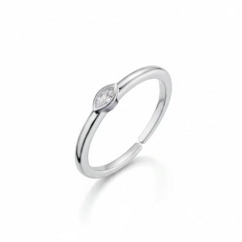 Anillo Delicado con Circón Solitario – Plateado
