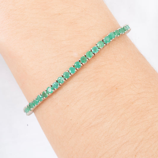 Pulsera Tennis Esmeraldas Naturales 3mm – Plata 925 - Ámbar Joyas (foto 2)