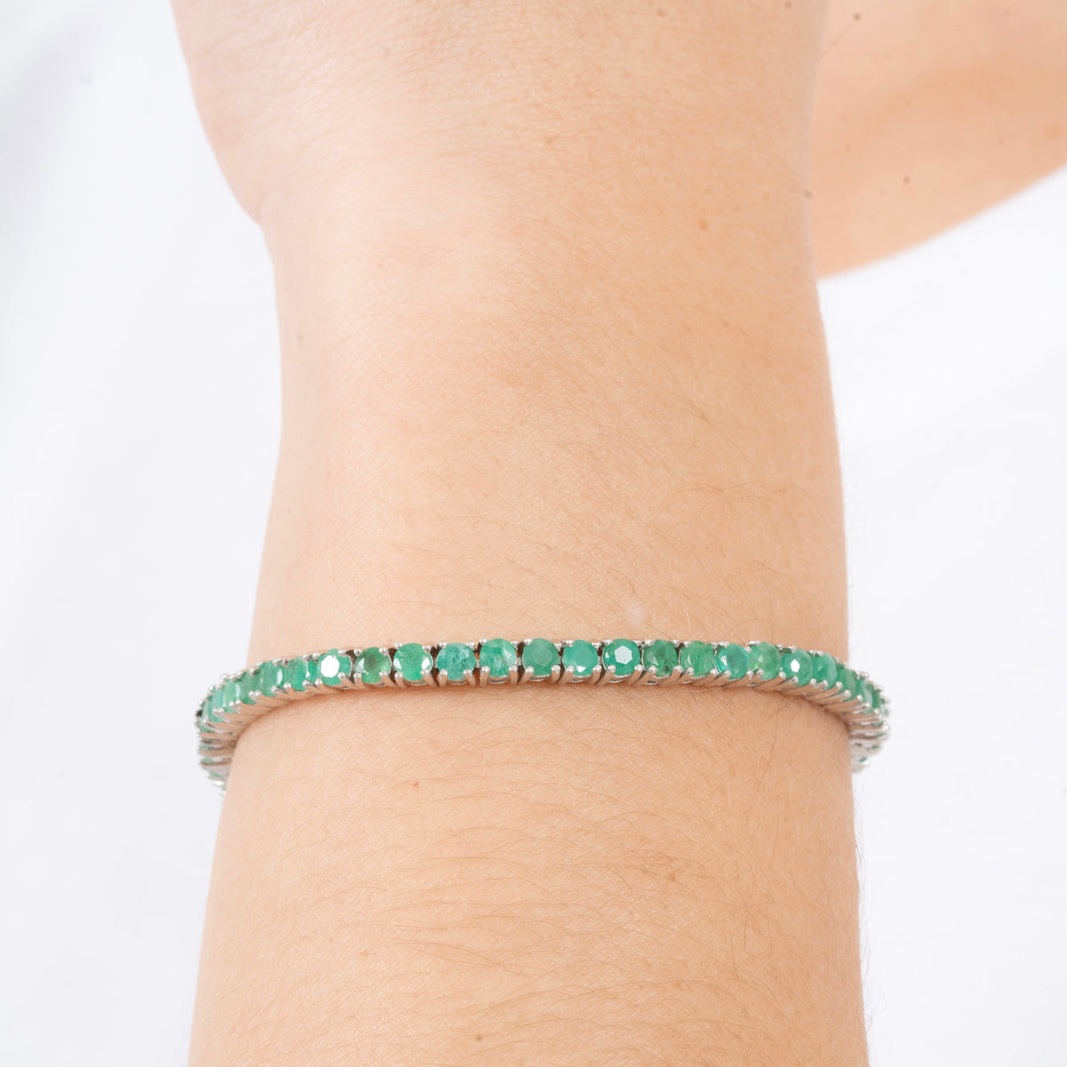 Pulsera Tennis Esmeraldas Naturales 3mm – Plata 925 - Ámbar Joyas (foto 4)