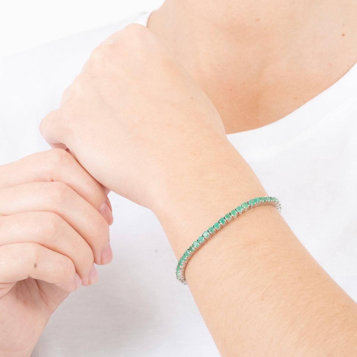 Pulsera Tennis Esmeraldas Naturales 3mm – Plata 925 - Ámbar Joyas (foto 3)