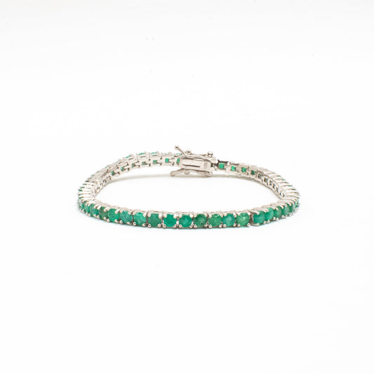 Pulsera Tennis Esmeraldas Naturales 3mm – Plata 925 - Ámbar Joyas