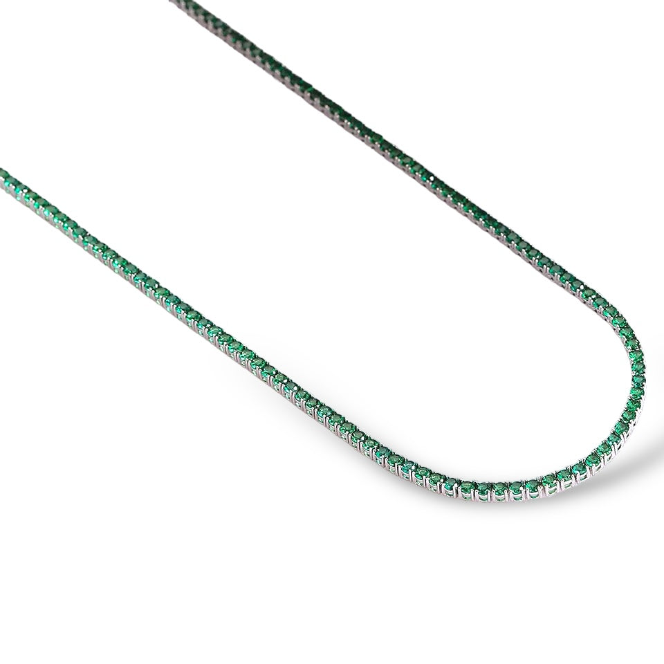 Collar Tennis Circones Verde Esmeralda 3mm – Plata 925 - Ámbar Joyas