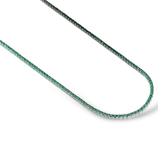Collar Tennis Circones Verde Esmeralda 3mm – Plata 925 - Ámbar Joyas