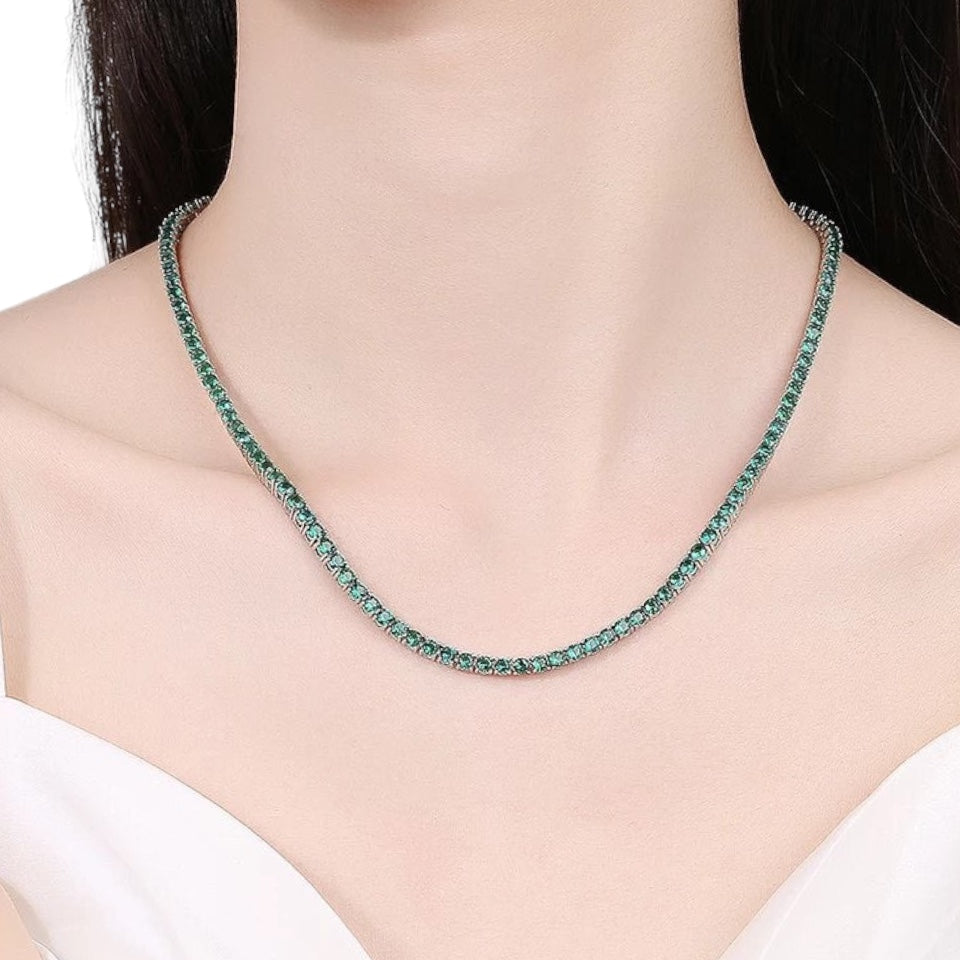 Collar Tennis Circones Verde Esmeralda 3mm – Plata 925 - Ámbar Joyas (foto 2)