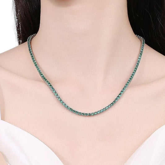 Collar Tennis Circones Verde Esmeralda 3mm – Plata 925 - Ámbar Joyas (foto 2)