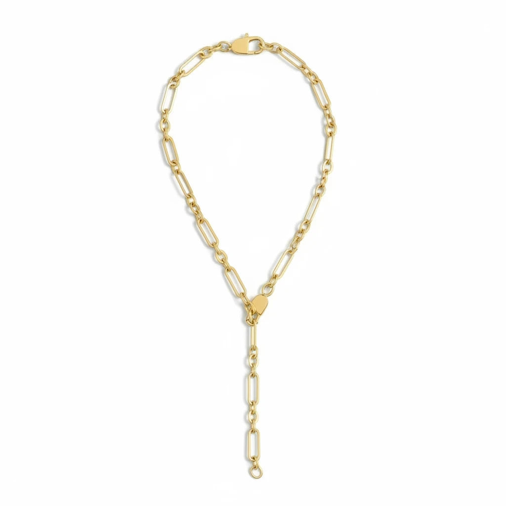 Collar Eslabones Alternados – Baño de Oro 18k - Ámbar Joyas (foto 4)