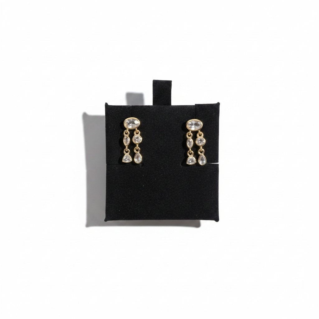 Aros Colgantes Con Piedras Brillantes - Ámbar Joyas