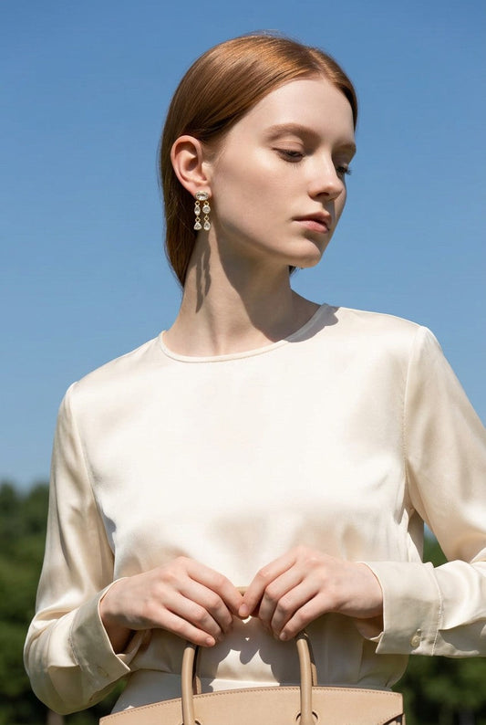 Aros Colgantes Con Piedras Brillantes - Ámbar Joyas (foto 2)