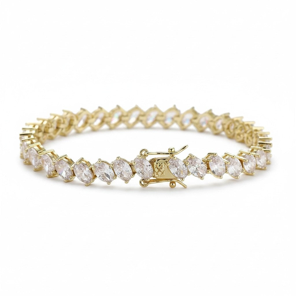 Pulsera Tennis Circones Cadena – Baño de Oro - Ámbar Joyas