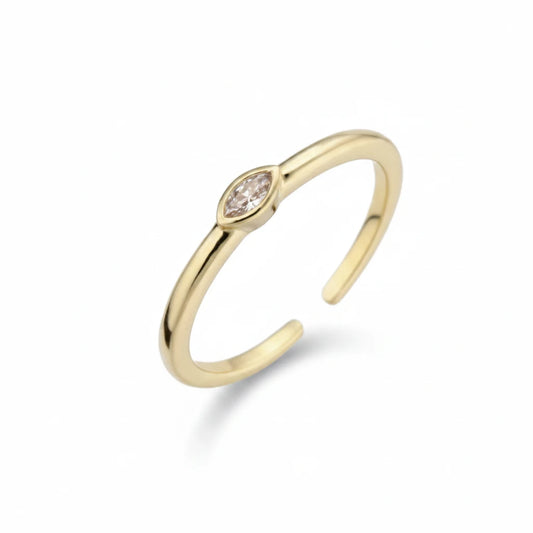 Anillo Delicado con Circón Solitario – Dorado - Ámbar Joyas (foto 2)