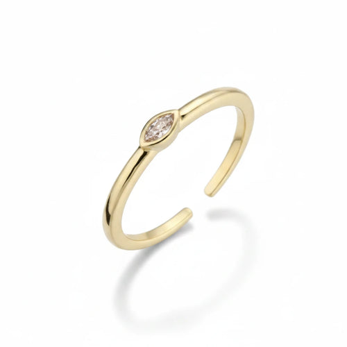 Anillo Delicado con Circón Solitario – Dorado