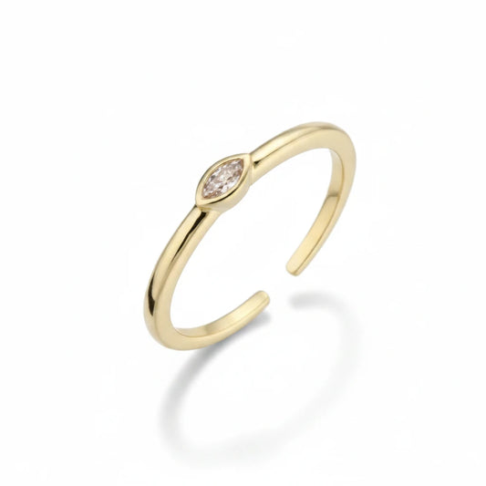 Anillo Delicado con Circón Solitario – Dorado - Ámbar Joyas