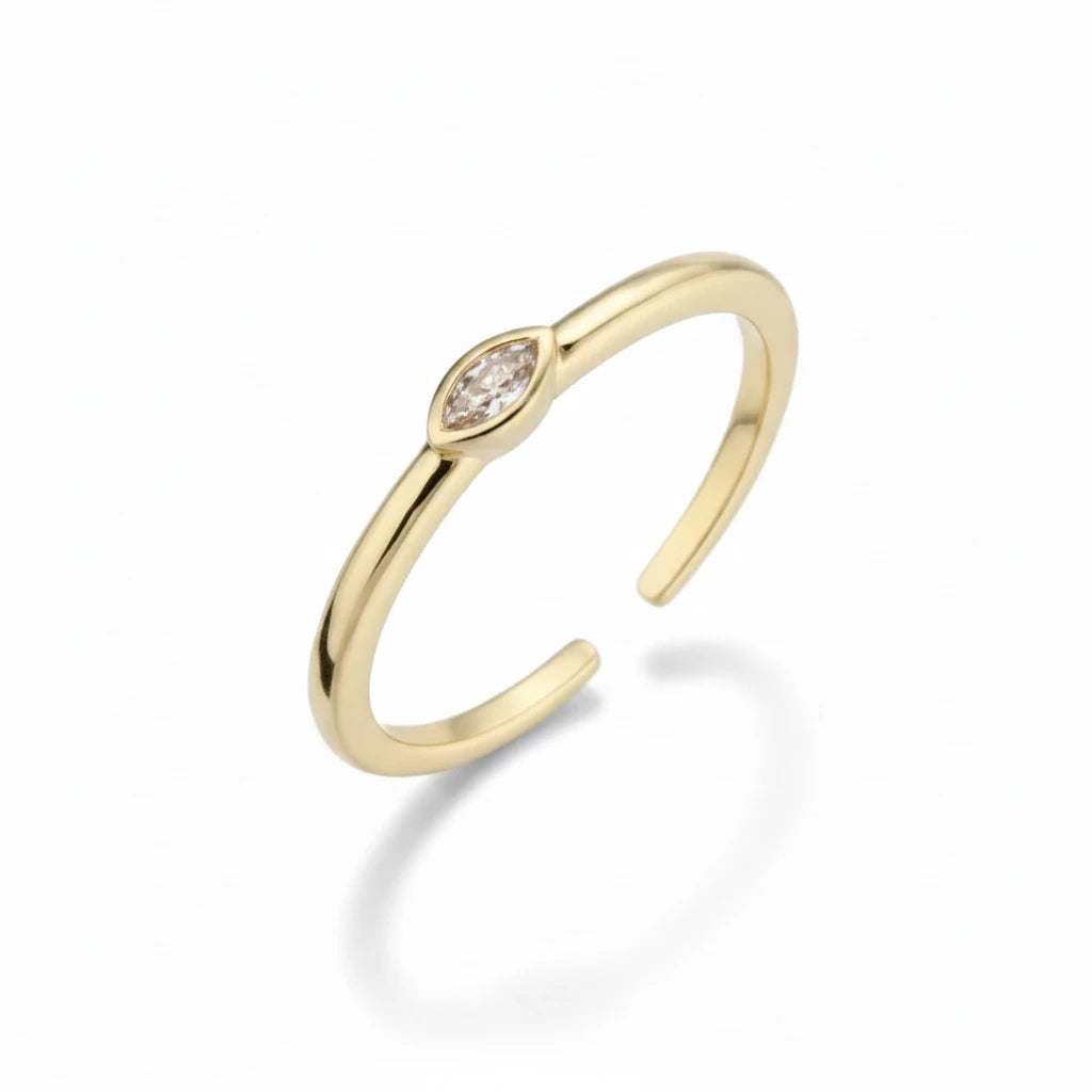 Anillo Delicado con Circón Solitario – Dorado - Ámbar Joyas (foto 5)