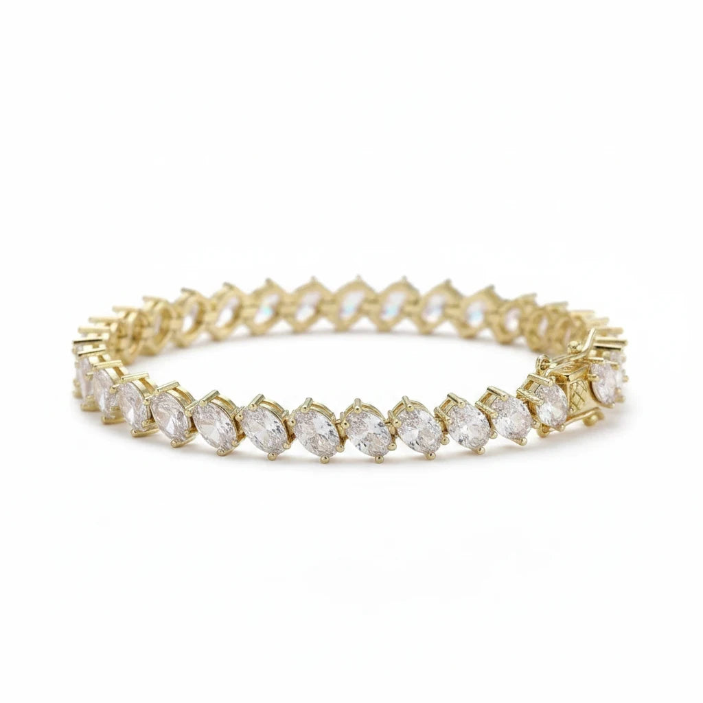 Pulsera Tennis Circones Cadena – Baño de Oro - Ámbar Joyas (foto 3)