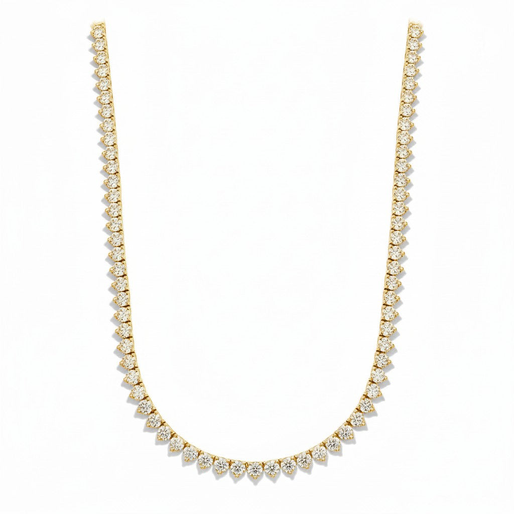 Collar Tennis Montura Tres Uñas Circones 2.5mm – Baño de Oro - Ámbar Joyas